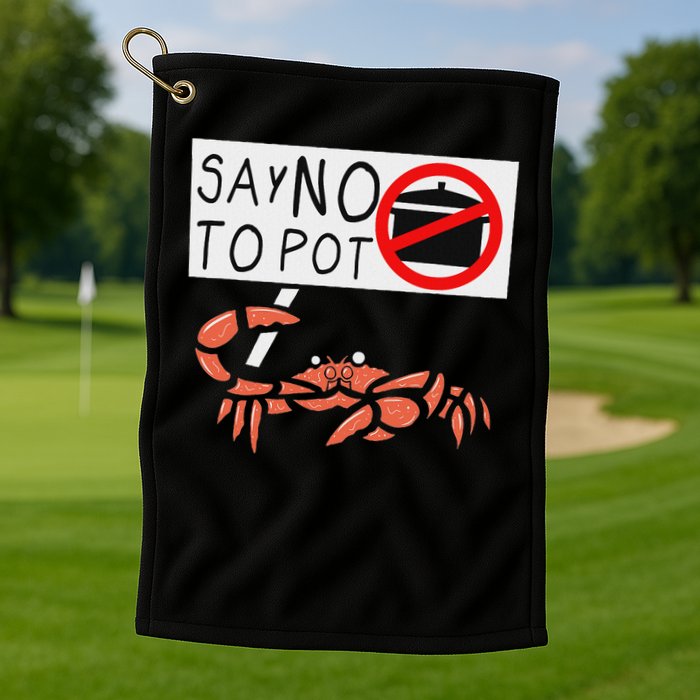 Cute Funny Crab Saying Say No To Pot Funny Lobster Crawfish Golf Towel