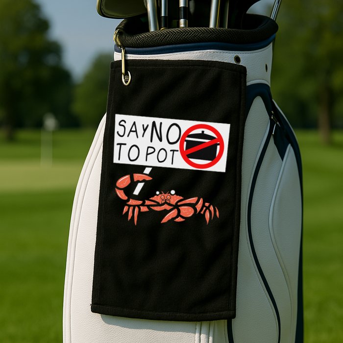 Cute Funny Crab Saying Say No To Pot Funny Lobster Crawfish Golf Towel
