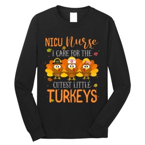 Care For Cutest Turkeys Thanksgiving Nicu Nurse Scrub Tops Long Sleeve Shirt