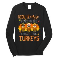 Care For Cutest Turkeys Thanksgiving Nicu Nurse Scrub Tops Long Sleeve Shirt