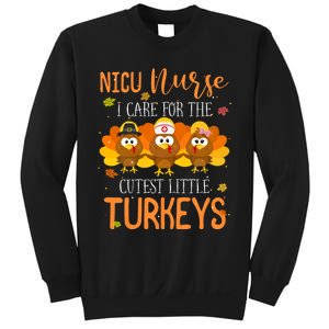 Care For Cutest Turkeys Thanksgiving Nicu Nurse Scrub Tops Sweatshirt