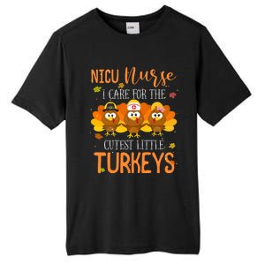 Care For Cutest Turkeys Thanksgiving Nicu Nurse Scrub Tops Tall Fusion ChromaSoft Performance T-Shirt