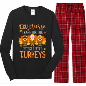 Care For Cutest Turkeys Thanksgiving Nicu Nurse Scrub Tops Long Sleeve Pajama Set