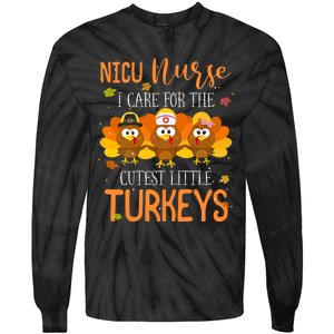 Care For Cutest Turkeys Thanksgiving Nicu Nurse Scrub Tops Tie-Dye Long Sleeve Shirt