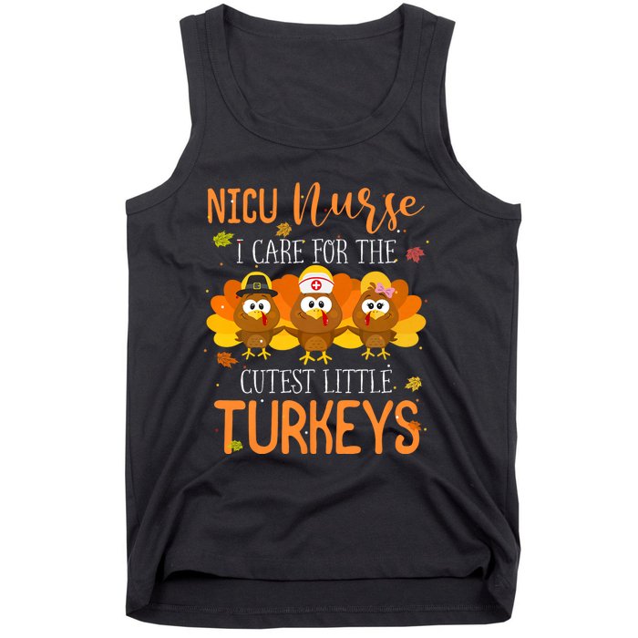 Care For Cutest Turkeys Thanksgiving Nicu Nurse Scrub Tops Tank Top