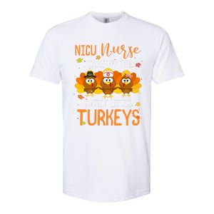 Care For Cutest Turkeys Thanksgiving Nicu Nurse Scrub Tops Softstyle CVC T-Shirt