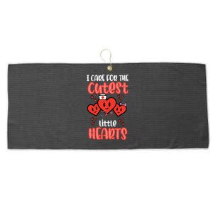 Care For Cutest Little Hearts Nurse Valentines Day Nursing Large Microfiber Waffle Golf Towel