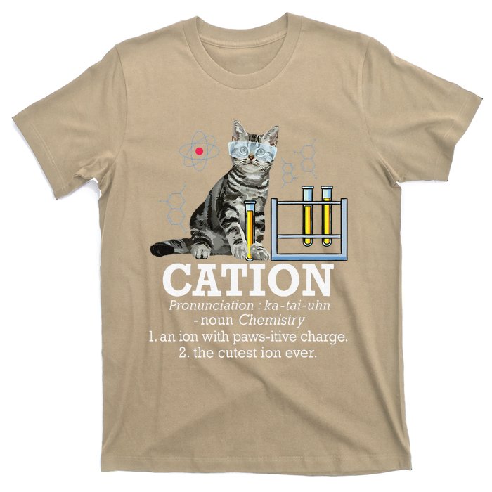 Cation Funny Chemistry Humor Science Teacher Cat Pun T-Shirt