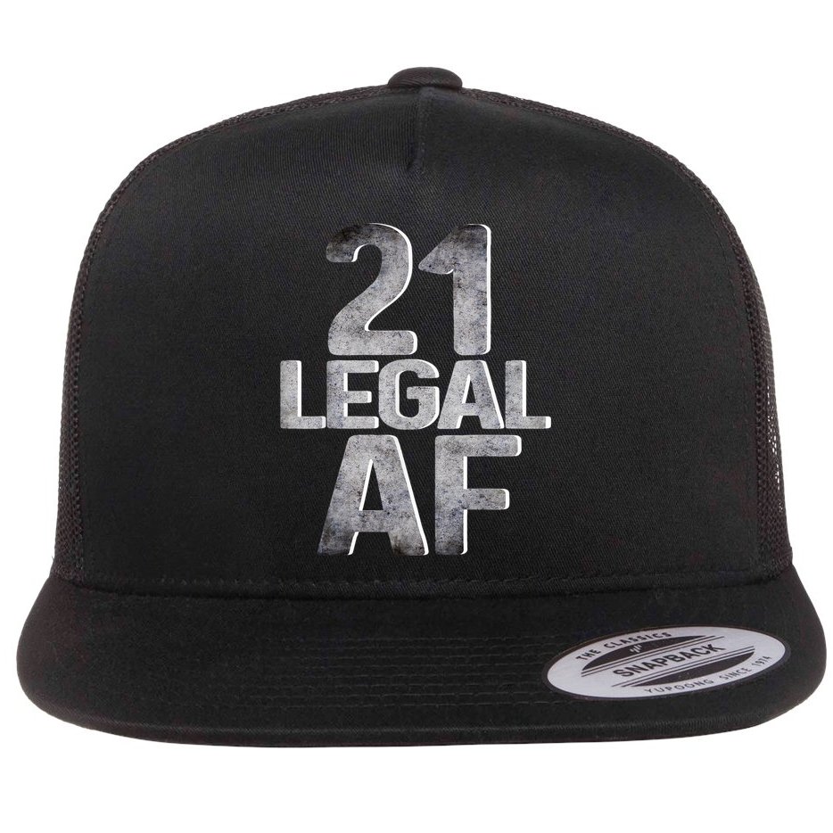 Cute Funny Cool 21st Birthday Gift For Him Her Legal AF 21 Years Old Flat Bill Trucker Hat