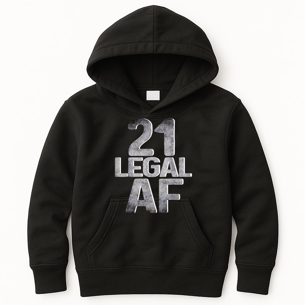 Cute Funny Cool 21st Birthday Gift For Him Her Legal AF 21 Years Old Kids Hoodie