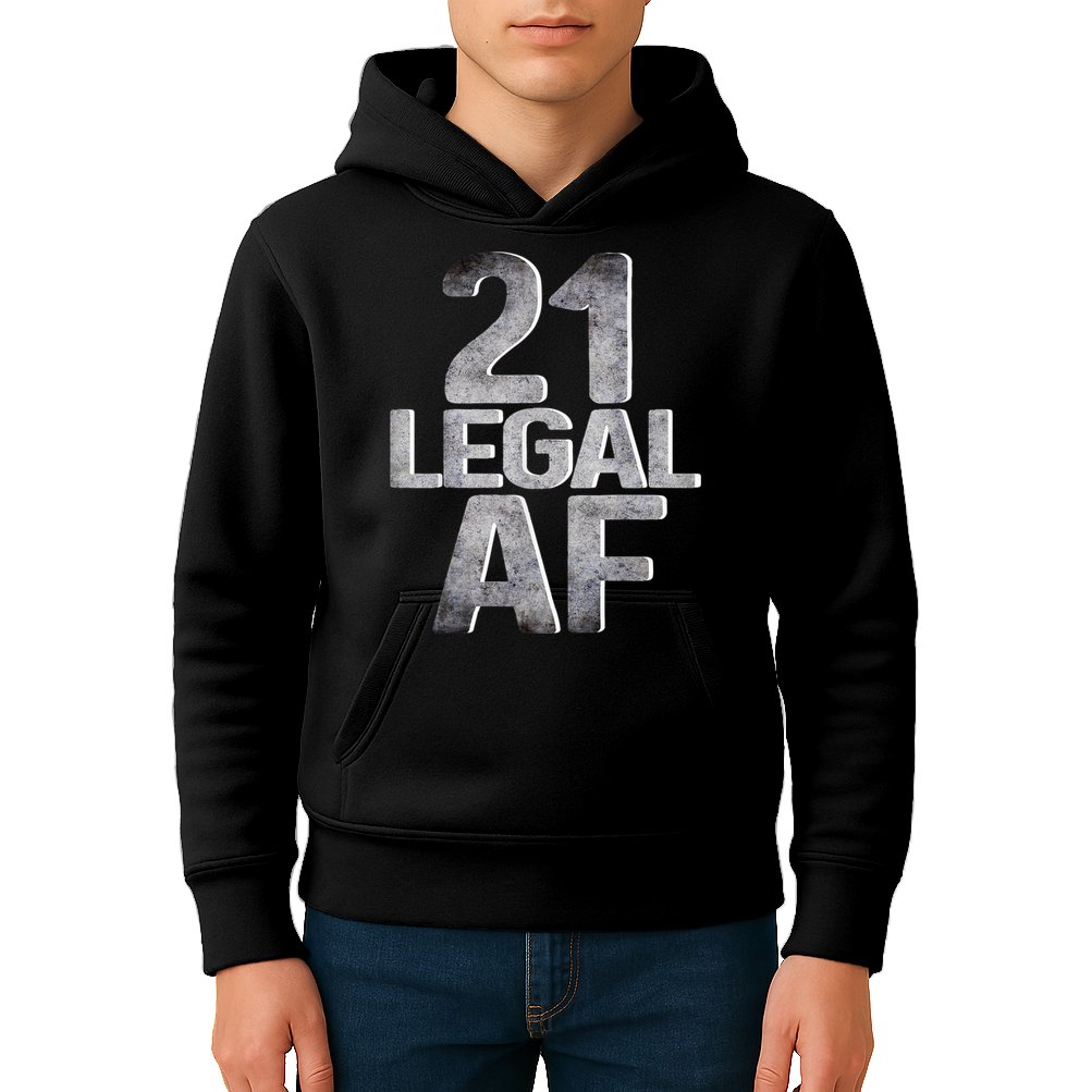 Cute Funny Cool 21st Birthday Gift For Him Her Legal AF 21 Years Old Kids Hoodie