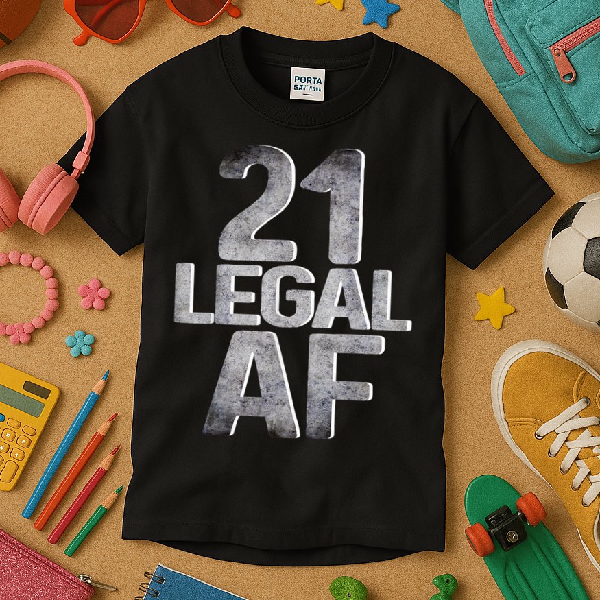Cute Funny Cool 21st Birthday Gift For Him Her Legal AF 21 Years Old Kids T-Shirt