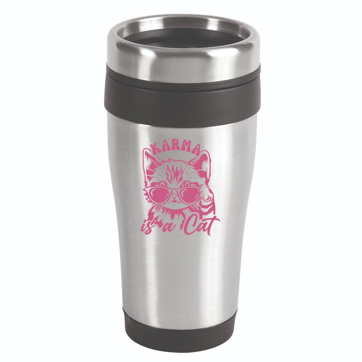 Cute Funny Cat Lover Cat Is Karma 16oz Travel Tumbler