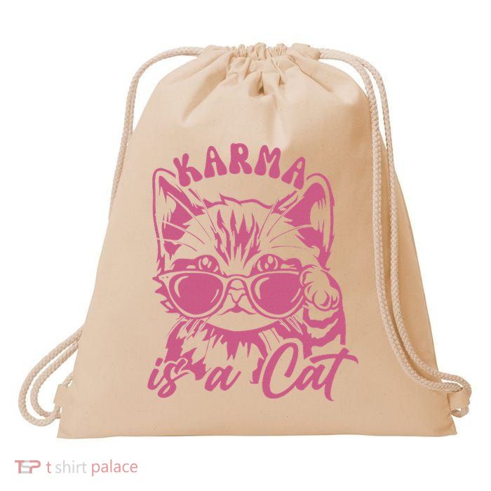 Cute Funny Cat Lover Cat Is Karma Drawstring Bag