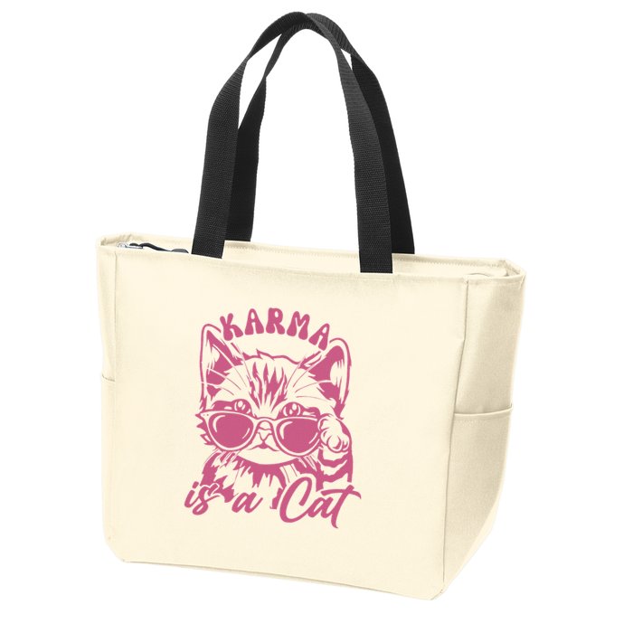 Cute Funny Cat Lover Cat Is Karma Zip Tote Bag
