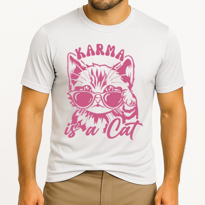 Cute Funny Cat Lover Cat Is Karma Cooling Performance Crew T-Shirt