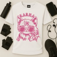 Cute Funny Cat Lover Cat Is Karma Cooling Performance Crew T-Shirt