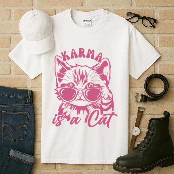 Cute Funny Cat Lover Cat Is Karma Tall T-Shirt