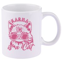 Cute Funny Cat Lover Cat Is Karma 11oz C Handle Ceramic Mug
