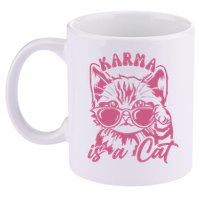 Cute Funny Cat Lover Cat Is Karma 11oz C Handle Ceramic Mug