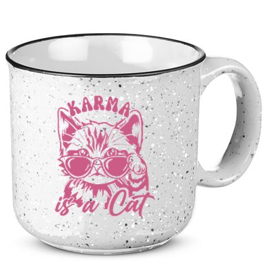 Cute Funny Cat Lover Cat Is Karma 15oz Campfire Ceramic Mug