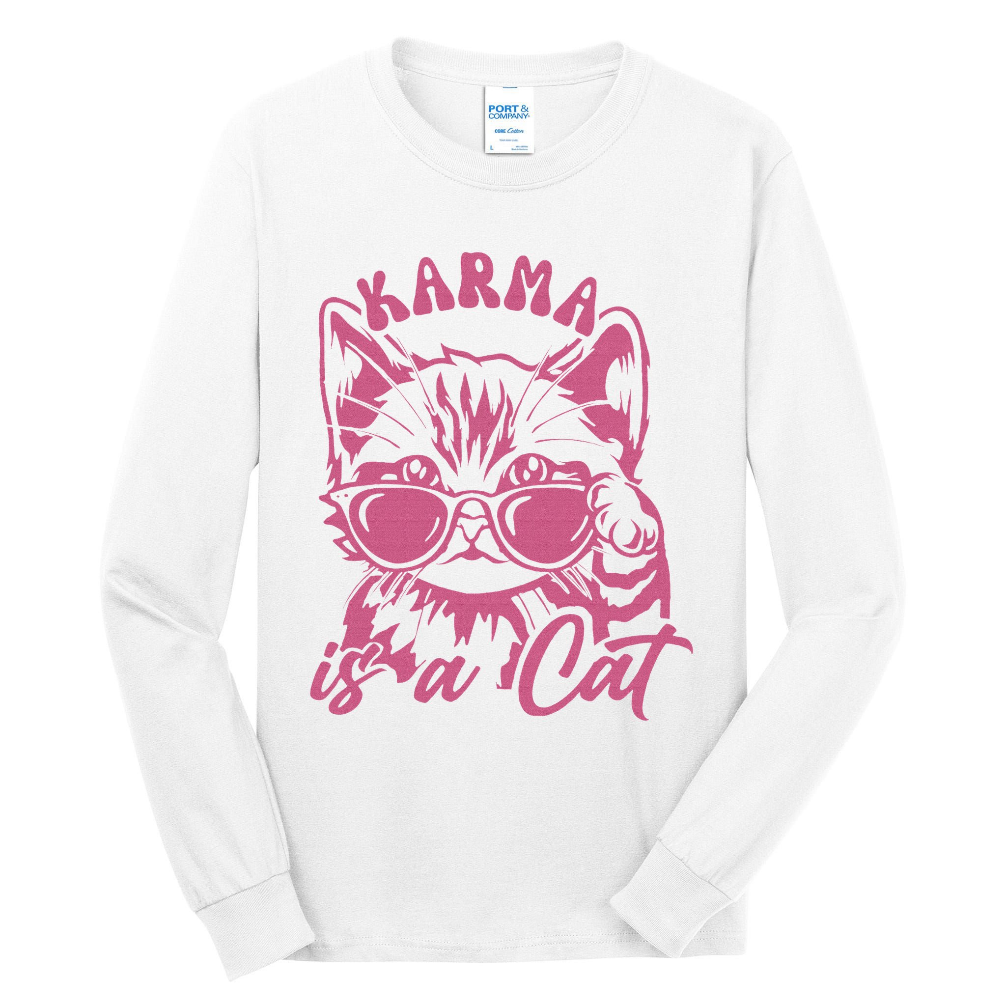 Cute Funny Cat Lover Cat Is Karma Tall Long Sleeve T-Shirt