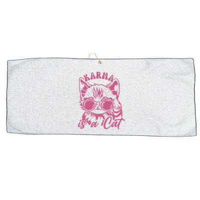 Cute Funny Cat Lover Cat Is Karma Large Microfiber Waffle Golf Towel