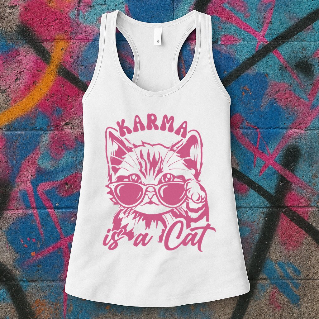 Cute Funny Cat Lover Cat Is Karma Womens Tank Top