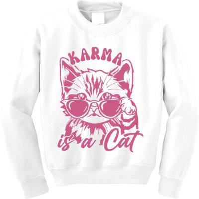 Cute Funny Cat Lover Cat Is Karma Kids Sweatshirt