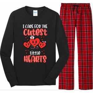 Care For Cutest Little Hearts Nurse Retro Valentines Day Long Sleeve Pajama Set