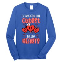 Care For Cutest Little Hearts Nurse Retro Valentines Day Long Sleeve Shirt