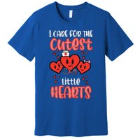 Care For Cutest Little Hearts Nurse Retro Valentines Day Premium T-Shirt