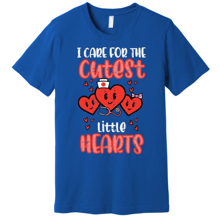 Care For Cutest Little Hearts Nurse Retro Valentines Day Premium T-Shirt