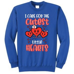 Care For Cutest Little Hearts Nurse Retro Valentines Day Tall Sweatshirt