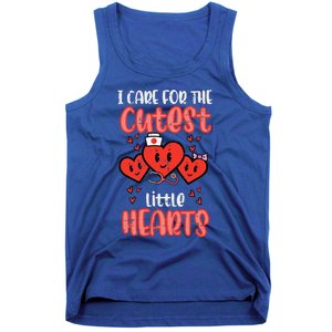 Care For Cutest Little Hearts Nurse Retro Valentines Day Tank Top