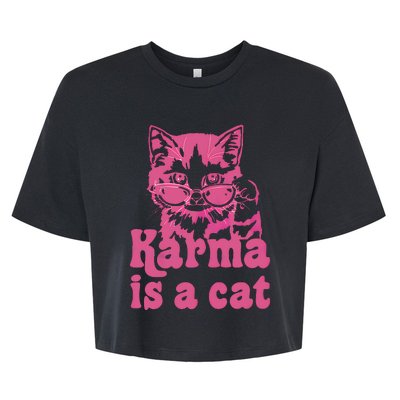 Cute Funny Cat Lover Karma Cat Bella+Canvas Jersey Crop Tee