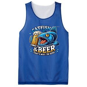 Catfish Fishing Catfish And Beer ThatS Why IM Here Funny Gift Mesh Reversible Basketball Jersey Tank