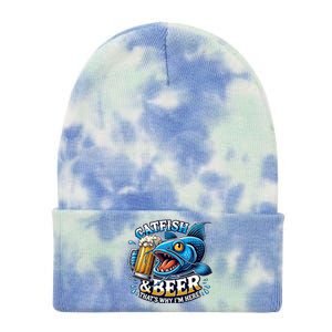 Catfish Fishing Catfish And Beer ThatS Why IM Here Funny Gift Tie Dye 12in Knit Beanie