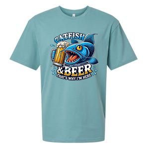 Catfish Fishing Catfish And Beer ThatS Why IM Here Funny Gift Sueded Cloud Jersey T-Shirt