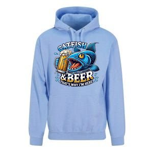 Catfish Fishing Catfish And Beer ThatS Why IM Here Funny Gift Unisex Surf Hoodie