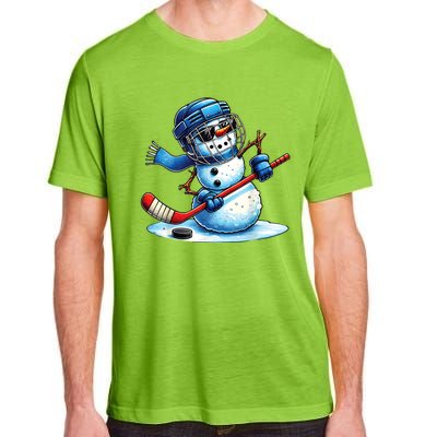 Christmas Funny Cute Snowman Playing Ice Hockey Lovers Gift Adult ChromaSoft Performance T-Shirt