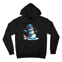 Christmas Funny Cute Snowman Playing Ice Hockey Lovers Gift Hoodie