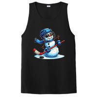 Christmas Funny Cute Snowman Playing Ice Hockey Lovers Gift PosiCharge Competitor Tank