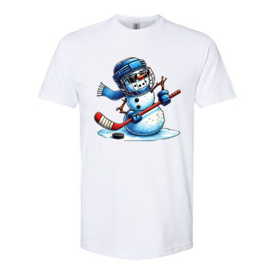 Christmas Funny Cute Snowman Playing Ice Hockey Lovers Gift Softstyle CVC T-Shirt