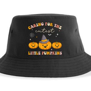 Caring For Cutest Little Pumpkins Pediatric Nurse Halloween Sustainable Bucket Hat