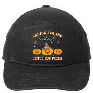 Caring For Cutest Little Pumpkins Pediatric Nurse Halloween 7-Panel Snapback Hat