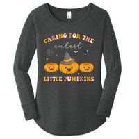 Caring For Cutest Little Pumpkins Pediatric Nurse Halloween Women's Perfect Tri Tunic Long Sleeve Shirt