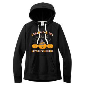 Caring For Cutest Little Pumpkins Pediatric Nurse Halloween Women's Fleece Hoodie