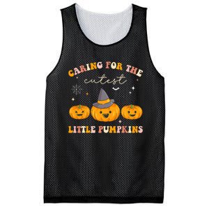 Caring For Cutest Little Pumpkins Pediatric Nurse Halloween Mesh Reversible Basketball Jersey Tank