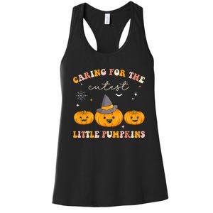 Caring For Cutest Little Pumpkins Pediatric Nurse Halloween Women's Racerback Tank